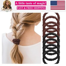 8Pcs Mulberry Silk Scrunchies Set, Silk Hair Ties Elastic for Women, Skinny S...