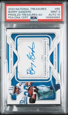 🔥2024 National Treasures BARRY SANDERS ON CARD Auto /99 PSA 9 10 📈