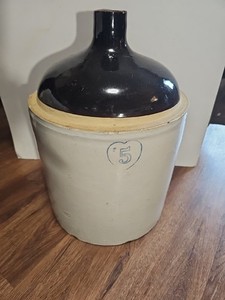 Antique 5 Gal. Burley & Winter Stoneware Pottery Crock Jug Whiskey Jug Container
