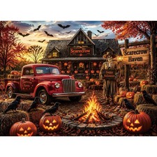 Halloween Farm Red Truck 500 Piece Jigsaw Puzzle for Adults