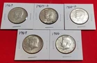 ☆Lot of 5 Kennedy Half Dollars (1967–1968, Includes 1968-D) – 40% Silver BU UNC☆