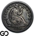 1839 Seated Liberty Half Dime, No Drapery, VF Collector Type Coin