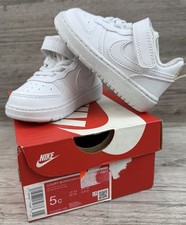 Nike Court Borough Low Shoes Toddler 5C Triple White Strap Sneakers DV5458-106