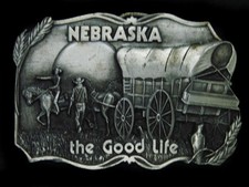 TG15118 NOS VINTAGE 1981  NEBRASKA THE GOOD LIFE  COMMEMORATIVE BELT BUCKLE