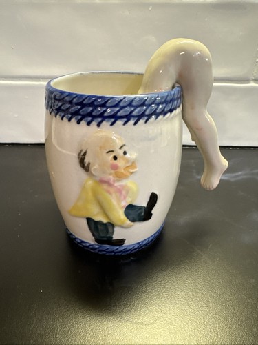 Vintage MCM Risqué Ceramic Man with Woman  Diving In Mug Bottom Up