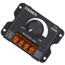 LED Light Strip Dimmer PWM Dimming Controller Knob ON/Off Switch DC 12V-24V 30A