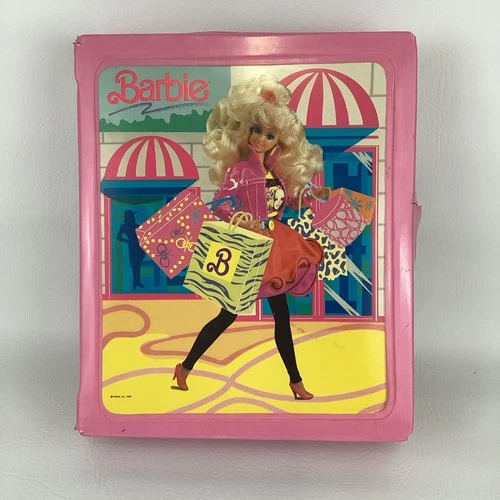 Barbie Doll VInyl Carrying Case Fashion Wardrobe Trunk Vintage Mattel 1989