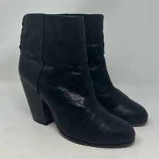 Rag & Bone Newbury Boots in Black Leather Size 11 41 Heeled Zipper Shoes