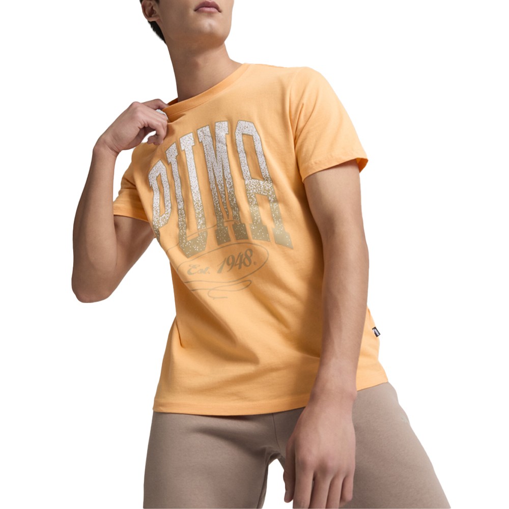 PUMA Court Graphic Crew Neck Short Sleeve T-Shirt Mens Orange Casual Tops 682208 2490₽