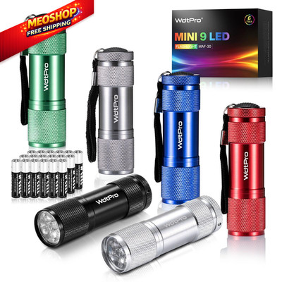 WdtPro LED Mini Flashlights, 6 Pack, Silver, Blue, Gray, Black, Green, Red 