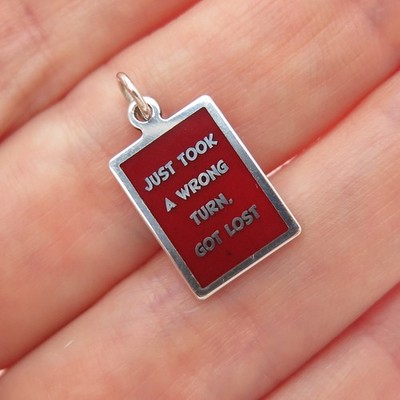 925 Sterling Silver Enamel Just Took A Wrong Turn, Got Lost Minimalist Pendant