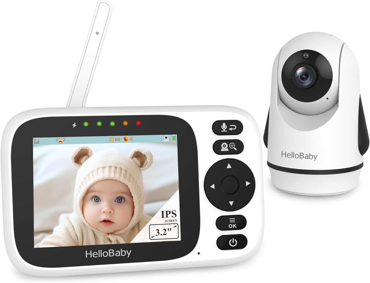 HelloBaby HB6339 3.2 Inch IPS Screen Baby Monitor with Crystal Clear Camera and Audio-image