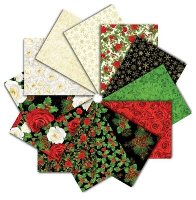 Timeless Treasures Winter Rose Pre-Cut Fat Quarter Bundle Cotton Fabric