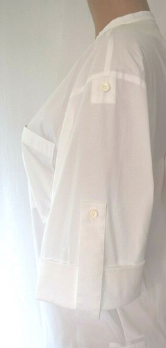 LAFAYETTE 148 BLANCO ALGODÓN MANGAS 3/4 BLUSA CUELLO JOYA BOTONES DELANTEROS TALLA M - Imagen 2 de 11