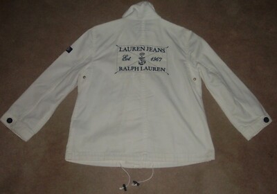 Ralph Lauren Jeans Co Women's White Nautical Style Denim Jacket Sz