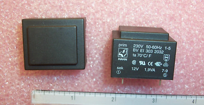 QTY (2) BV EI 303-2032 HAHN ENCAPSULATED TRANSFORMERS 230Vac 12V 1.9VA ROHS