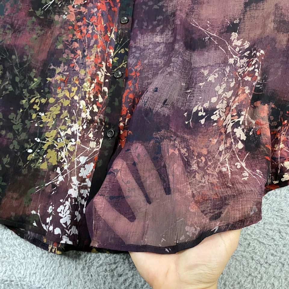 Vestido feminino Peruano Connection 12 transparente floral botão para cima mini túnica floral - Imagem 3 de 4