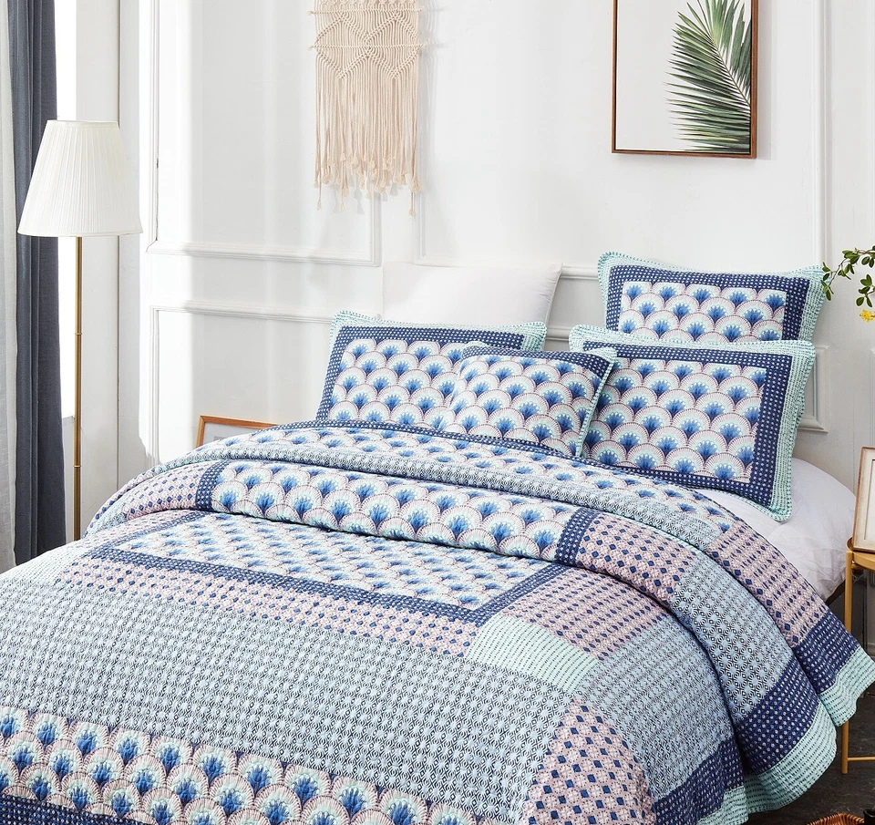 Комплект постельного белья DaDa Mediterranean Fans Nautical мятно-синий пэчворк покрывало - Изображение 2 из 4