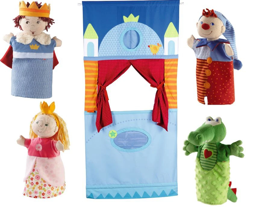 HABA Türtheater Set mit 4 Handpuppen - Exklusiv Set - Theather mit Puppen Bundle