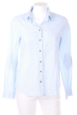 H&M LOGG Shirt Blouse Elbow Patches D 36 light blue