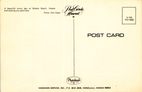 Waikiki Beach, Hawaii, Lost Cards, Don Ceppi, Plastichrome, Postcard - 第 2/2 張圖片
