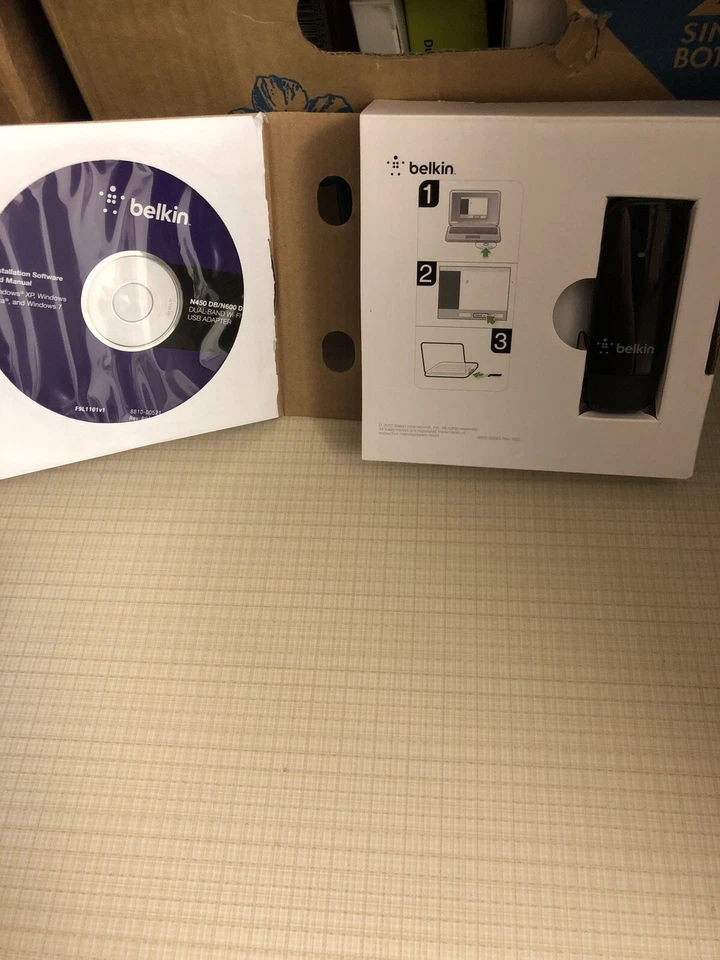 New BELKIN N600 DB, Dual-Band Wi-fi, Wireless USB Adapter free shipping - Image 3 of 3