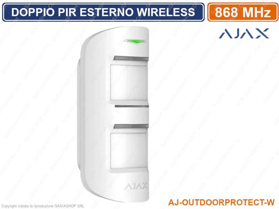 AJAX SENSORE RILEVATORE DI MOVIMENTO DOPPIO DA ESTERNO PIR PET IMMUNE 868MHZ