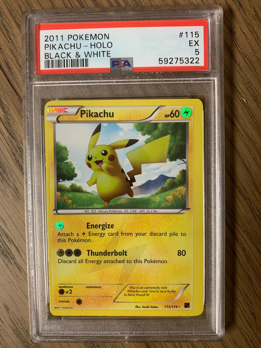 QPさま PSA 5 - Pokemon Miscut PIKACHU - Black & White - 115/114