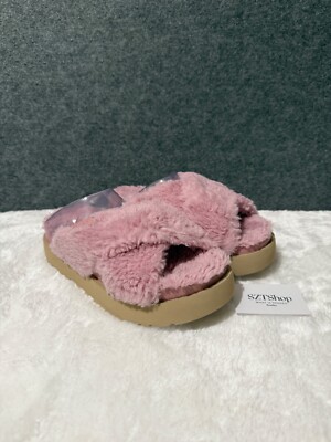 Gr 37 UGG W FUZZ SUGAR CROSS SLIDE Hausschuhe Shill