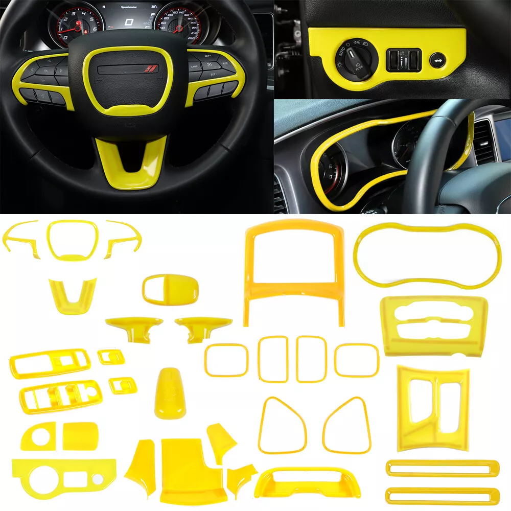 Yellow Full Kit Interior Decoration Cover Trim Accessories for Dodge  Charger 15+