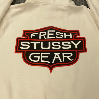 Stussy Fresh Gear Hoodie Mens XL Natural Logo Sweatshirt Pigment