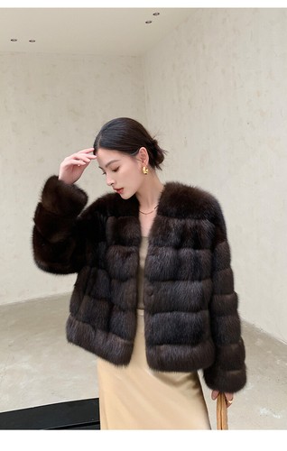 Short Fur Coat Women's Winter New V-neck Thickened Young Mink Fur Jacket Outwear - Picture 14 of 24