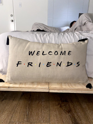 Pottery Barn FRIENDS PILLOW 25th Anniversary WELCOME FRIENDS 12