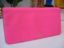 KATE SPADE ERIN GREY STREET NWT BOUGAINVILLEA PINK LEATHER WRISTLET WALLET 125