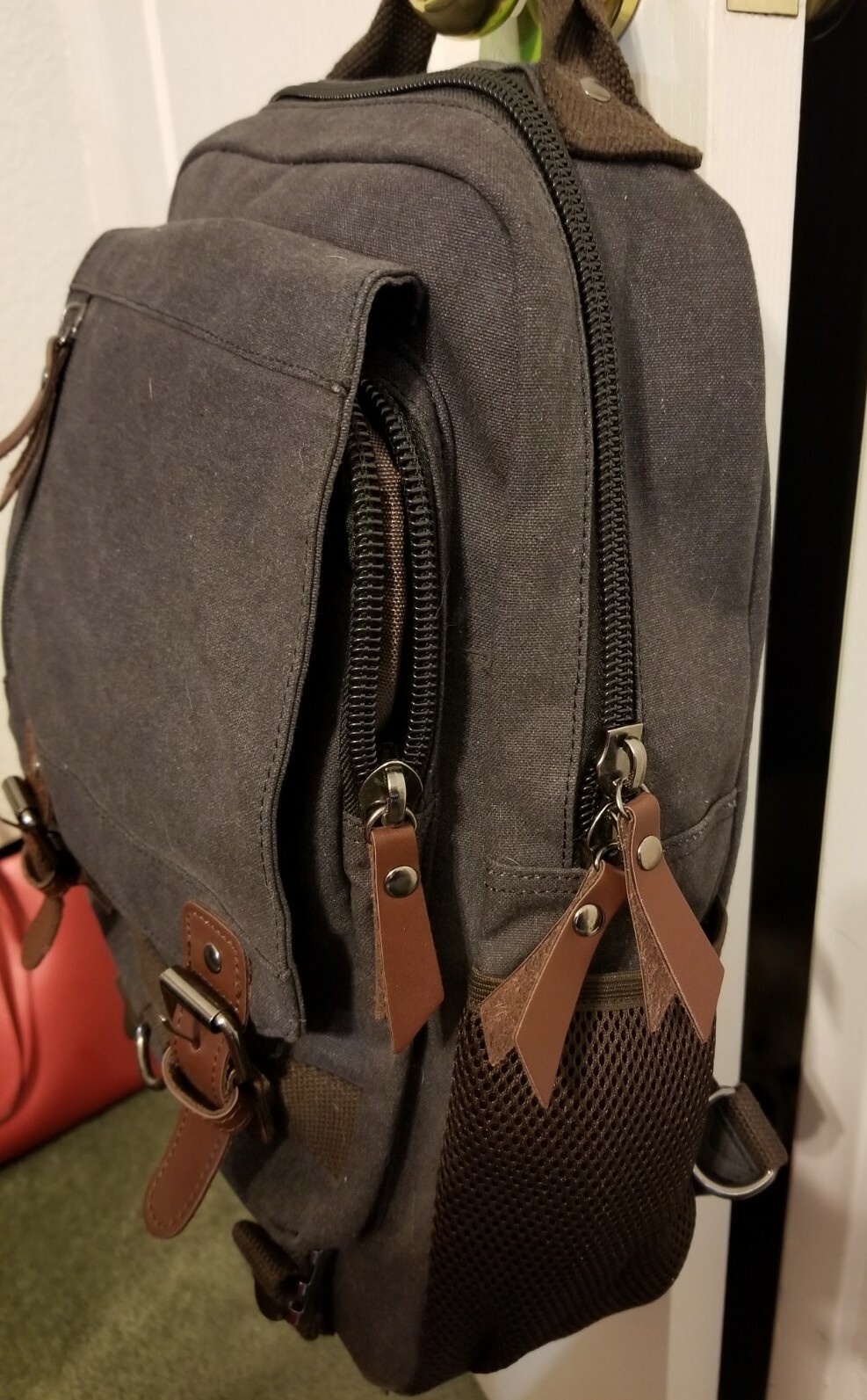 Canvas Backpack Gray Multipurpose - image 7