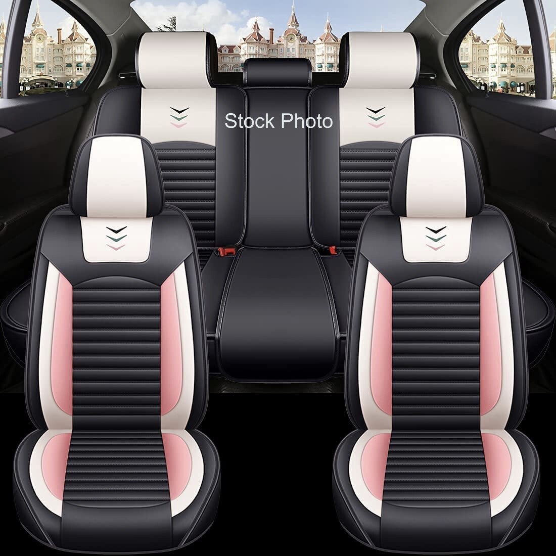 Fashion Jushi Car Seat Cover 5Seats Universal Fit (BlackPink) eBay