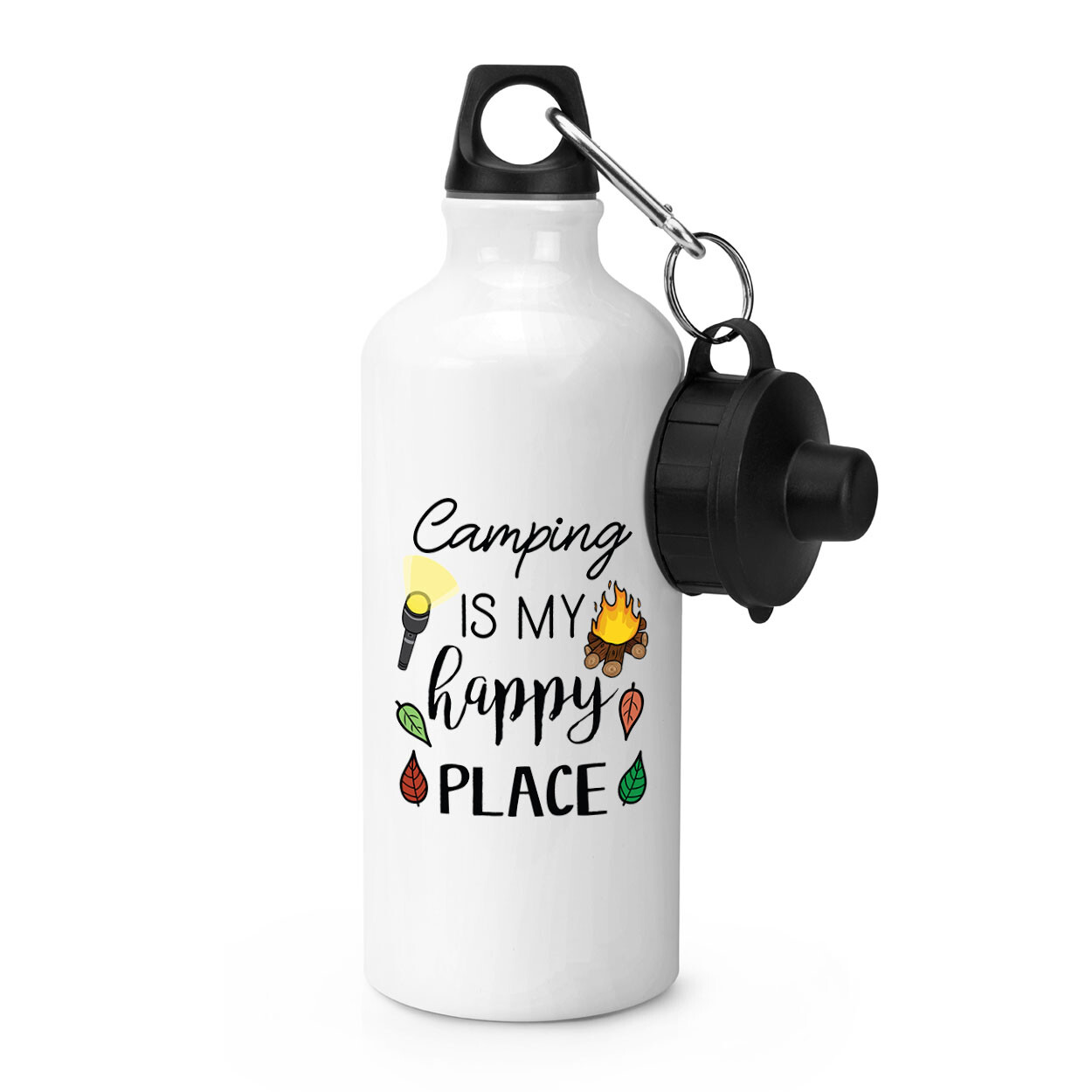 Camping Is My Happy Place Sports Water Bottle Festival Camper Dad Fathers Day