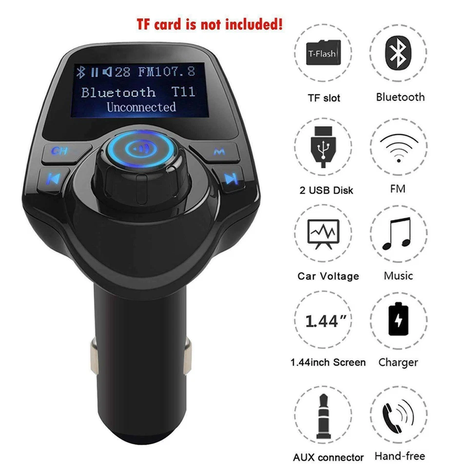 Bluetooth Car Kit FM Transmitter MP3 Player Dual USB Charger Wireless Radio AUX - Image 4 of 4