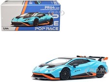 LAMBORGHINI HURACAN STO BLUE 1/64 DIECAST MODEL CAR BY POP RACE PR640110