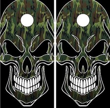 C243 Camo Skull Cornhole Board Wrap LAMINATED Wraps Decals Vinyl Sticker