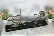 Antico lancio lancia caccia cervo marmo bronzo farro ART DECO firmato berjean 