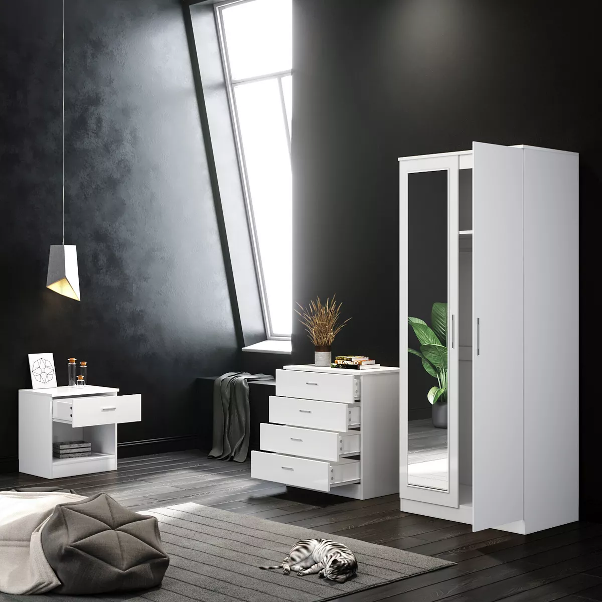 High gloss clearance wardrobe set