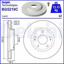 2x DELPHI BG5219C Bremsscheibe für HYUNDAI