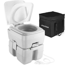Alpcour Portable RV Toilet with Storage Bag – Commode Toilet for Camping & Boat