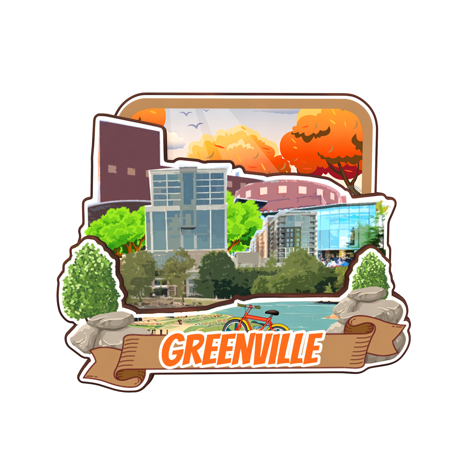 Greenville South Carolina USA Refrigerator magnet 3D travel souvenirs wood