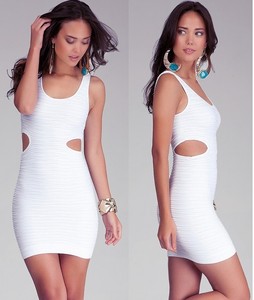 white dress with side cutouts