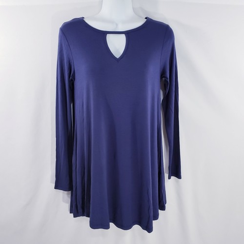 Blusa boutique informal manga larga Yelete para mujer azul marino S ojo de cerradura - Imagen 4 de 5