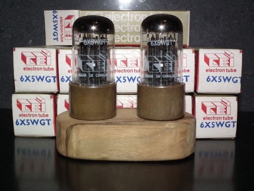 Bendix 5852 6X5WGT NOS NIB Rebranded CEI Triple mica, brown base, square getters - Picture 3 of 13