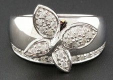 Diamond Butterfly Fashion Cocktail Ring 10K White Gold Round Cut Band 0.35 Ct.