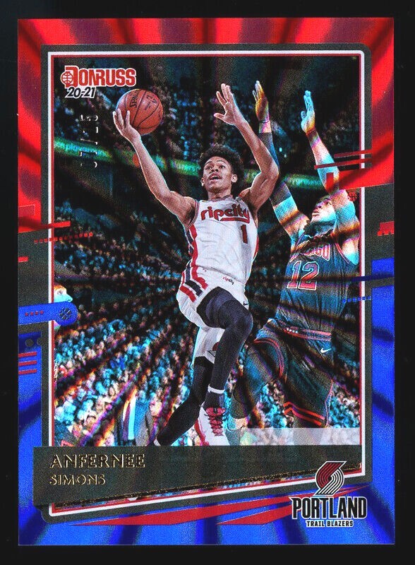 2020 PANINI DONRUSS 87 ANFERNEE SIMONS RED BLUE HOLO 07/15 PORTLAND TRAILBLAZERS
